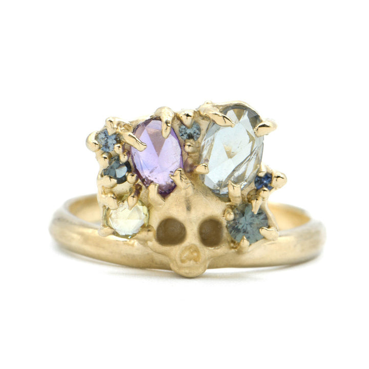 Multicolor Sapphire Skull Ring