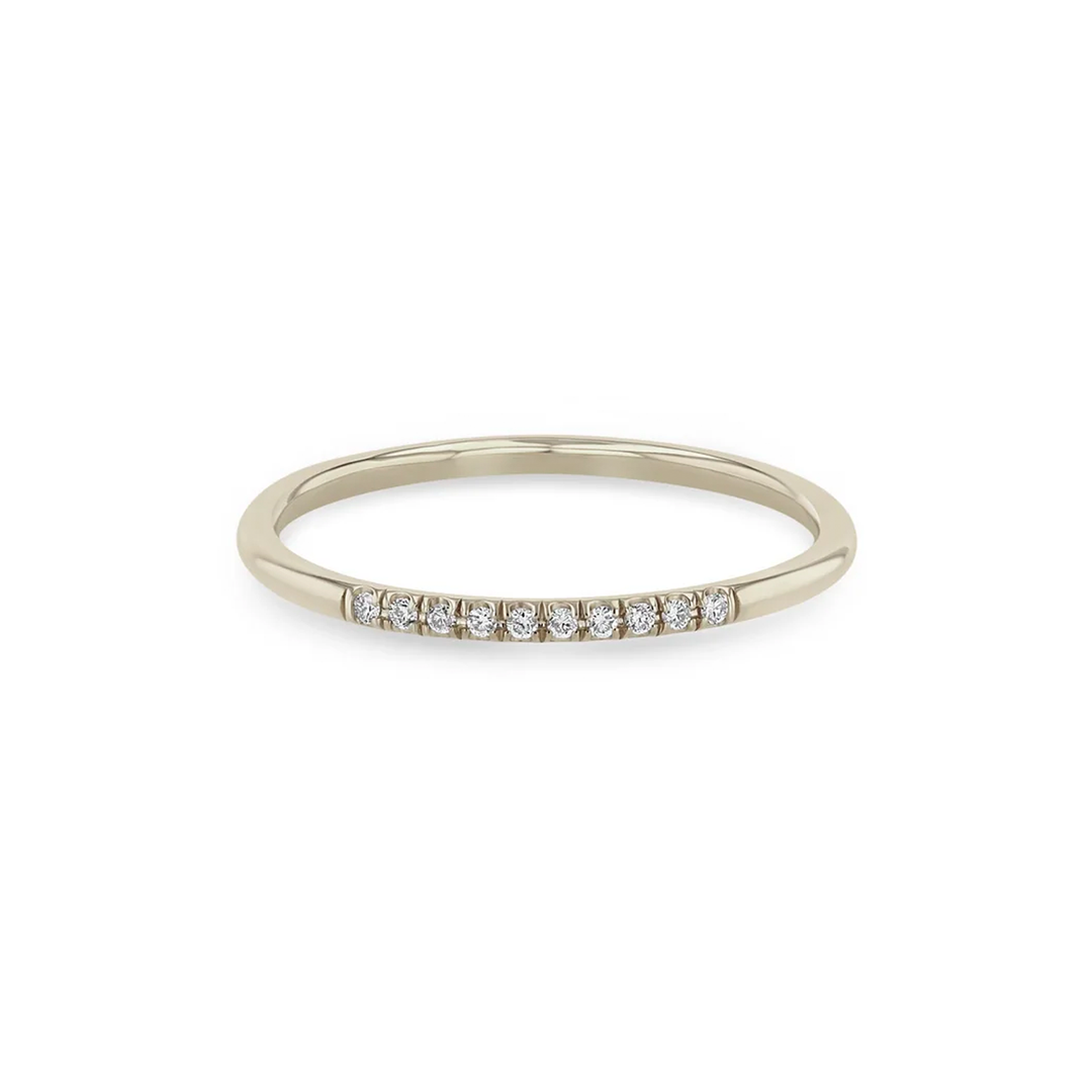 10 Pave Diamond White Gold Band Ring