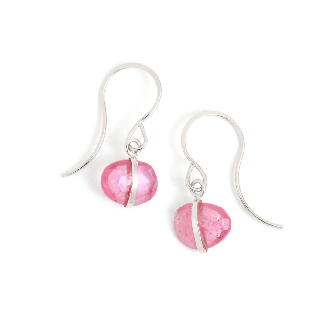 Pink Sapphire Single Drop Earrings