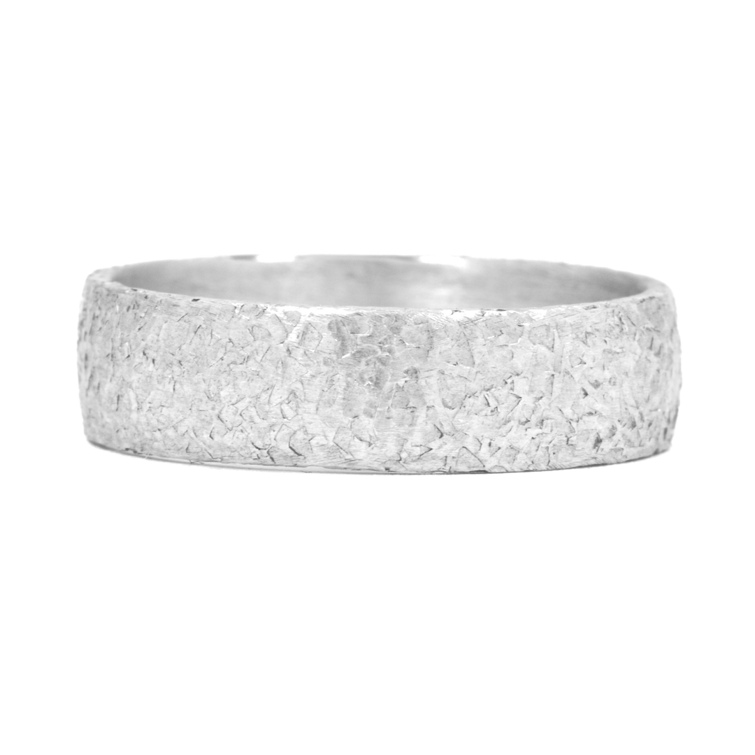 6mm Textured Sterling Silver Band