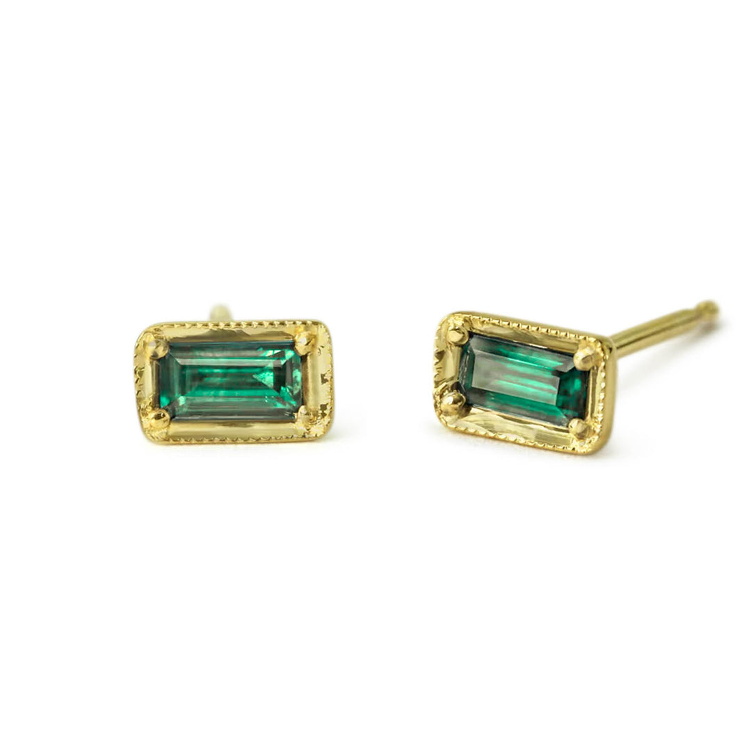 Leone Emerald Baguette Post Earrings