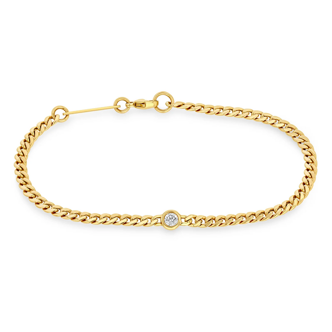 Small Curb Chain Bracelet with Diamond