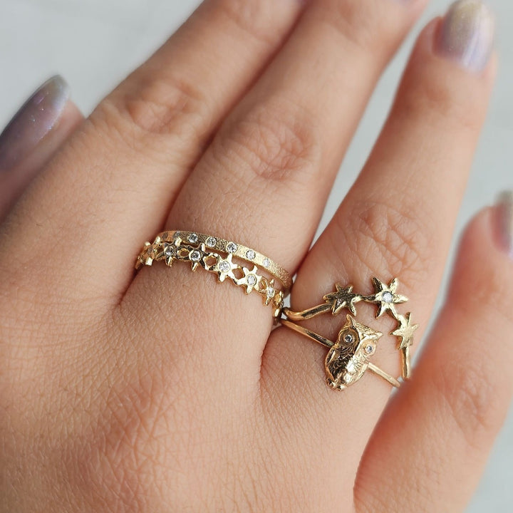 Diamond Eye Owl Ring