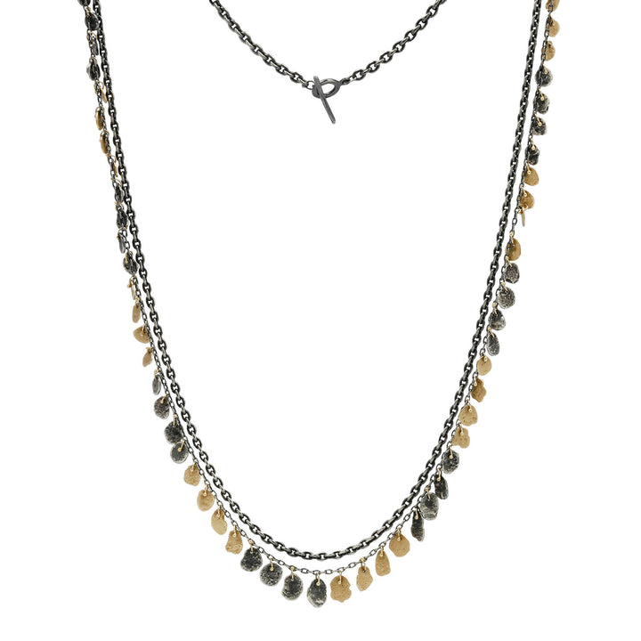 Long Two Tone Kelp Double Chain Necklace