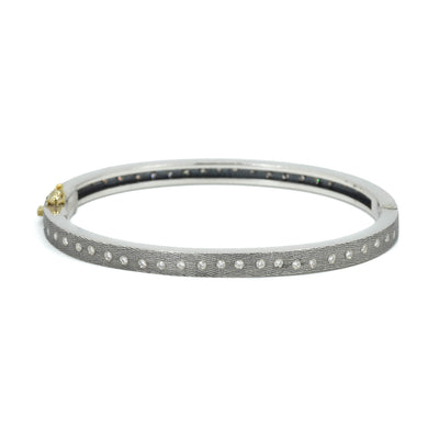 4mm Rene Sterling Silver All Diamond Bangle Bracelet