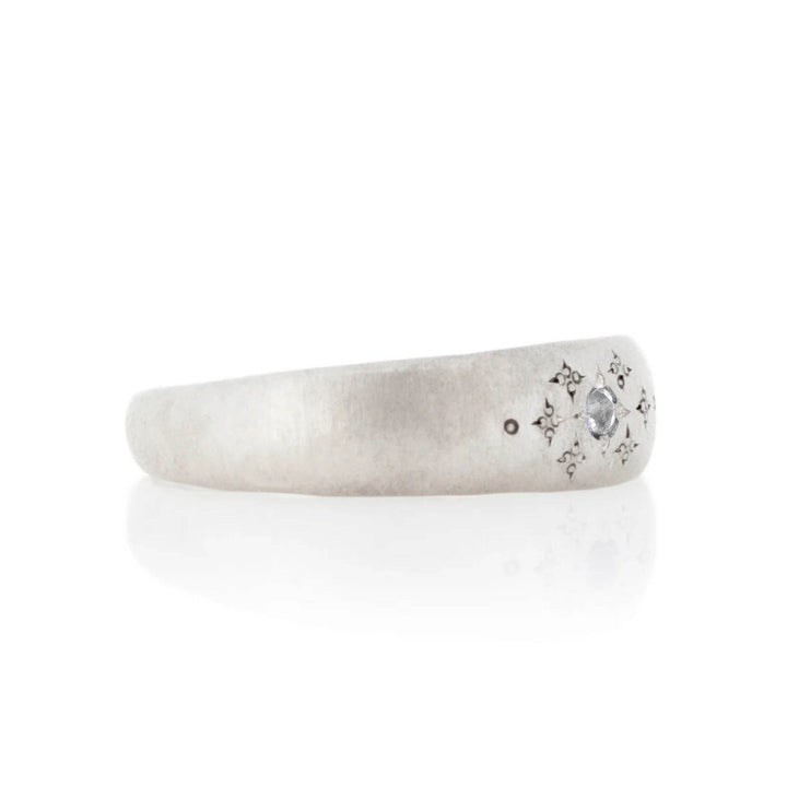 Tapered Silver Moon Diamond Band