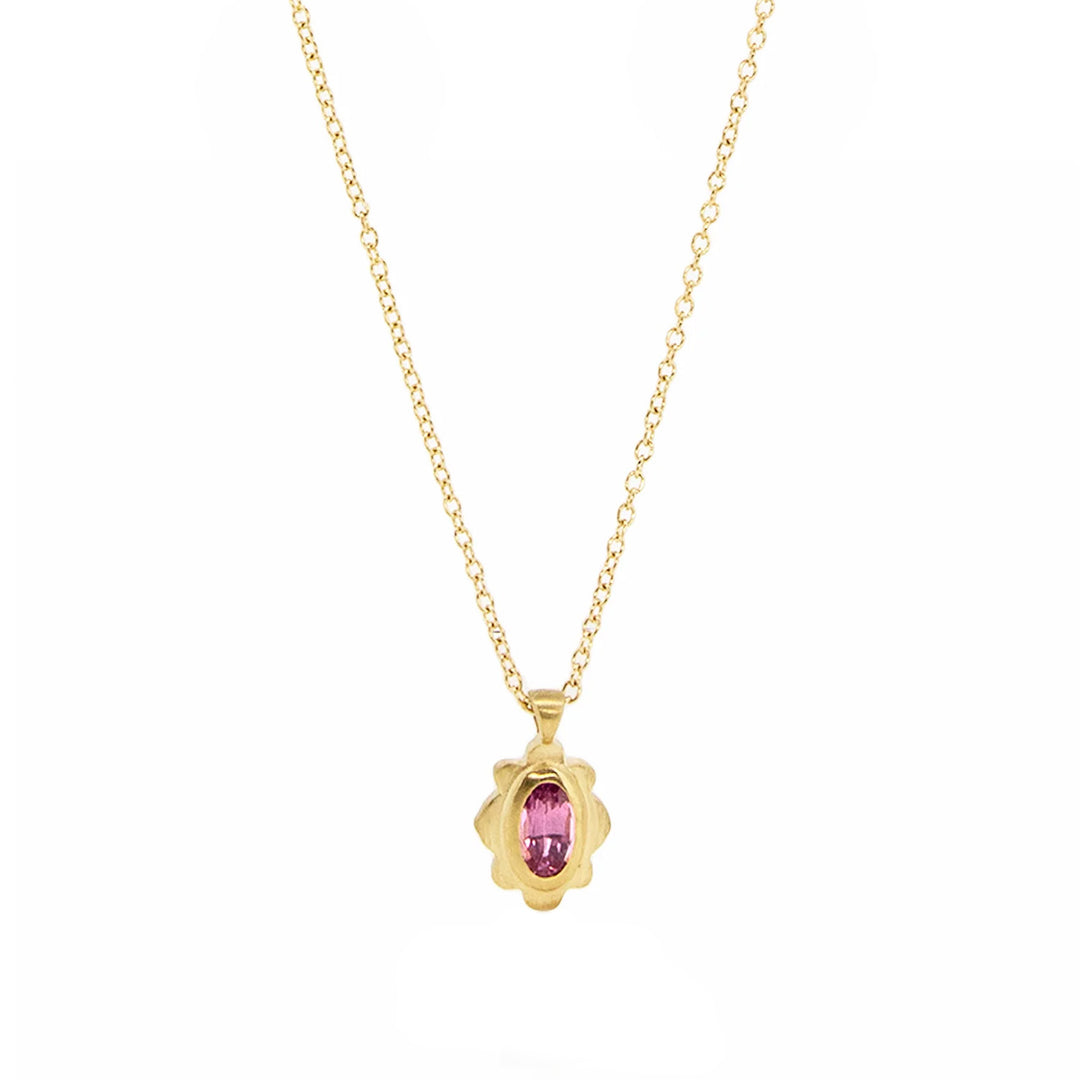 Adel Chefridi Yellow Gold Drops Of Happiness Pink Sapphire Necklace