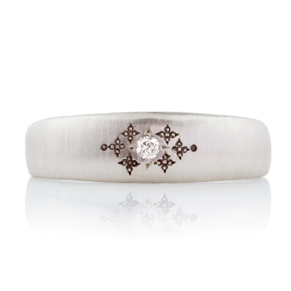 Adel Chefridi Sterling Tapered Silver Moon Diamond Band