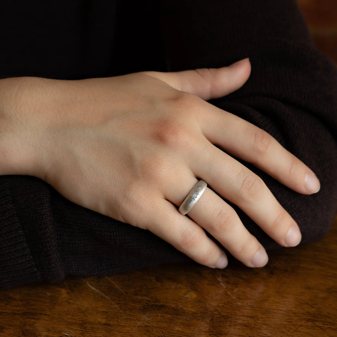 Tapered Silver Moon Diamond Band