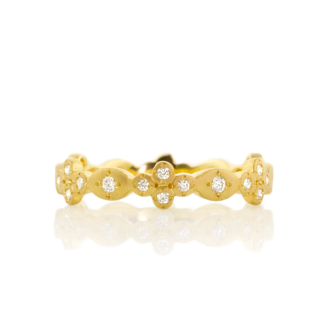 Adel Chefridi Yellow Gold Diamond Clover Band