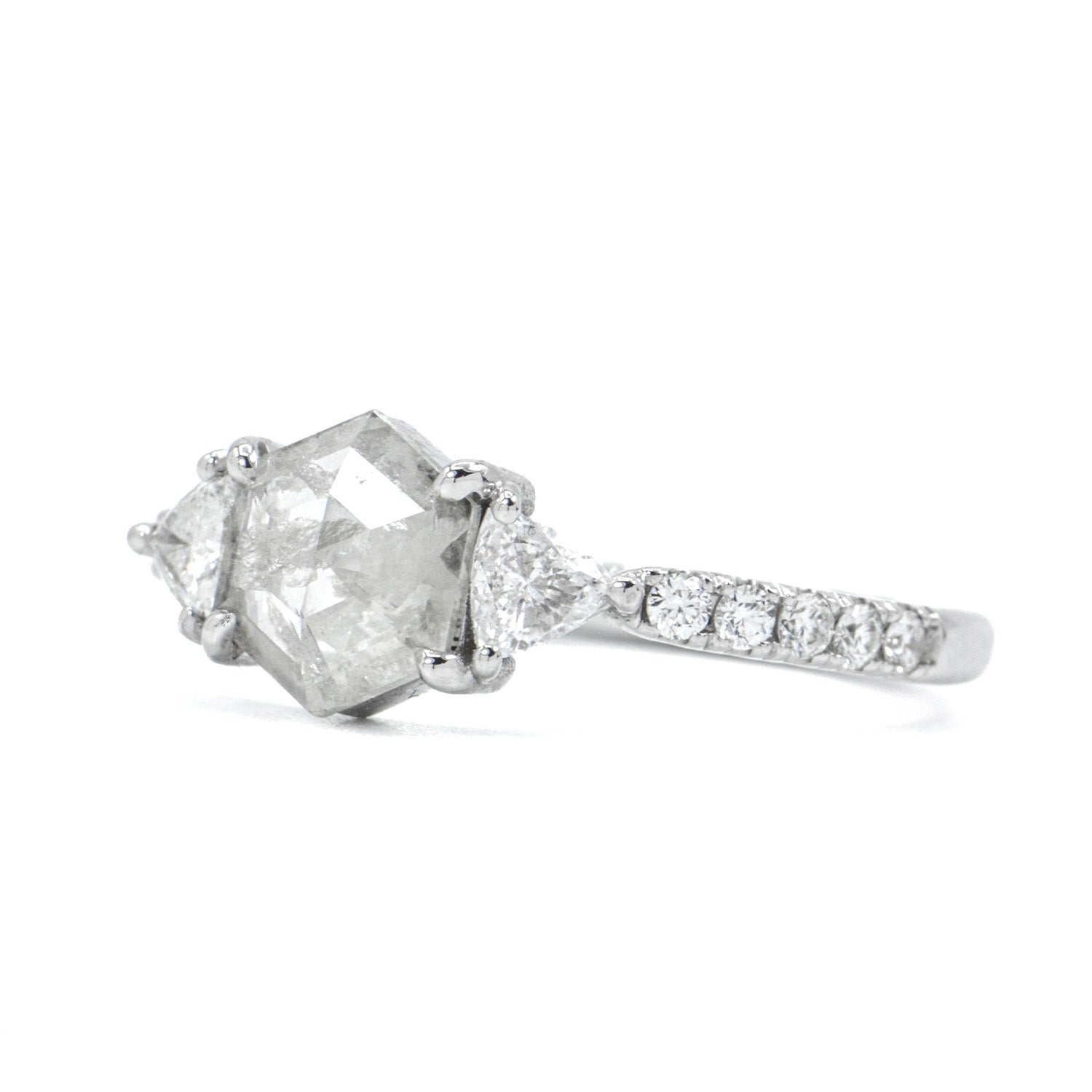 Prong Set Hexagon Natural Diamond Ring – Silverado Gallery