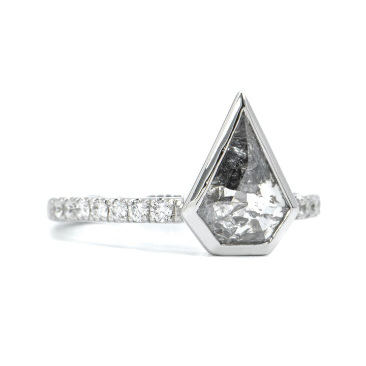 Alpenglow Fine White Gold Shield Center Natural Diamond Ring