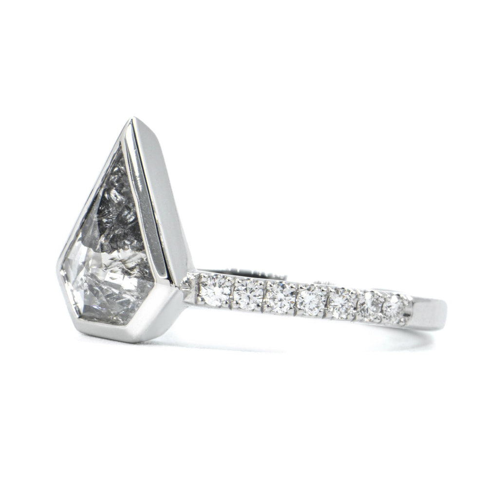 Alpenglow Fine White Gold Shield Center Natural Diamond Ring