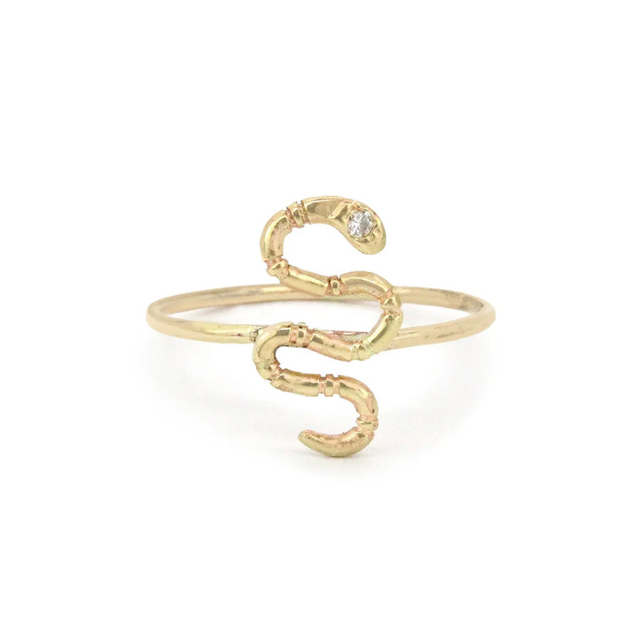 Acanthus 14K Yellow Gold Amulet Snake Ring