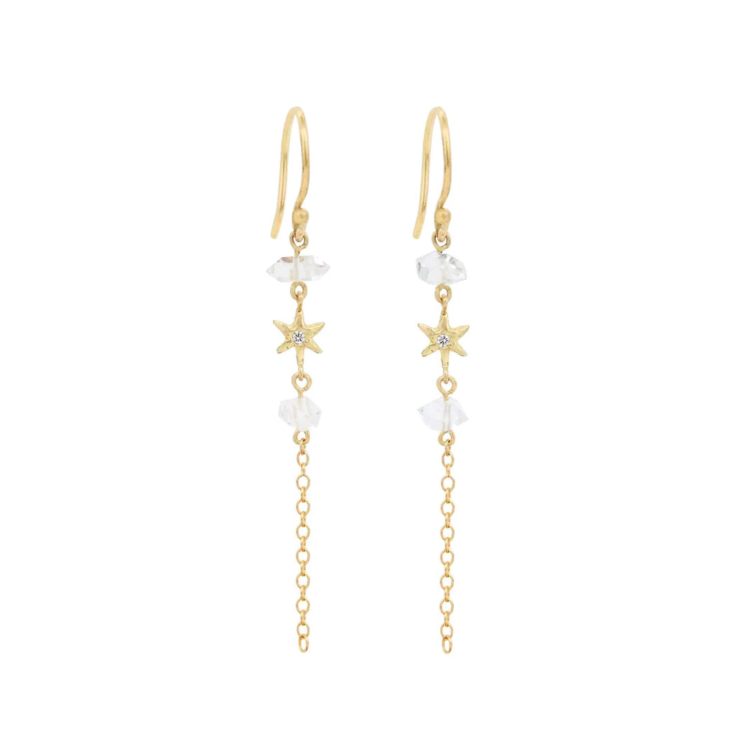 Acanthus 14K Yellow Gold Diamond Aster Drop Earrings