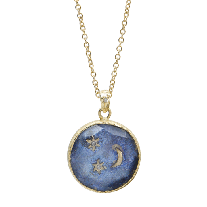 Acanthus 14K Yellow Gold and Quartz Blue Cosmos Charm