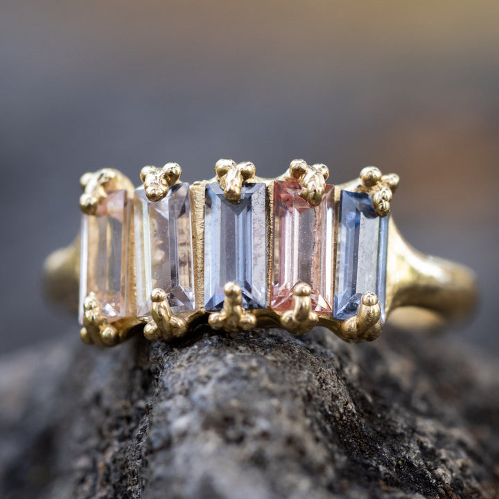 Stacked Baguette Sapphire Crown Jewels Ring