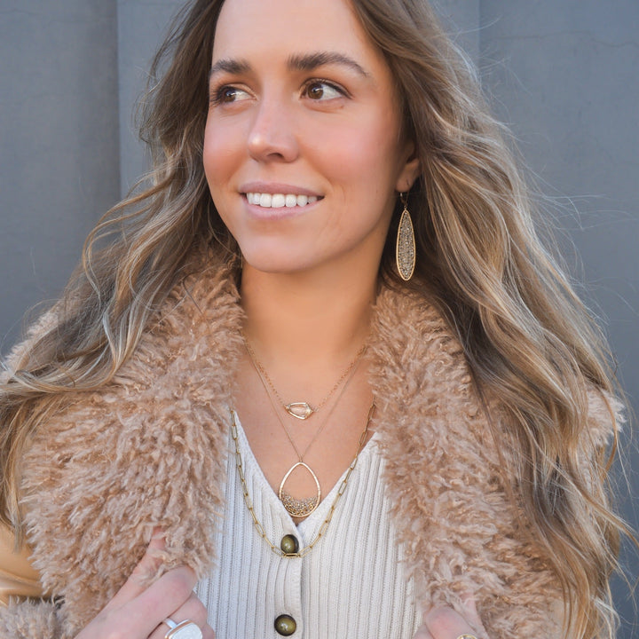 Framed Clear Quartz Necklace