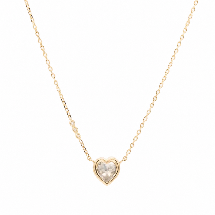 Grey Rose Cut Diamond Heart Necklace