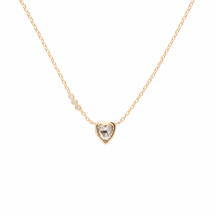 Small Grey Rose Cut Diamond Heart Necklace