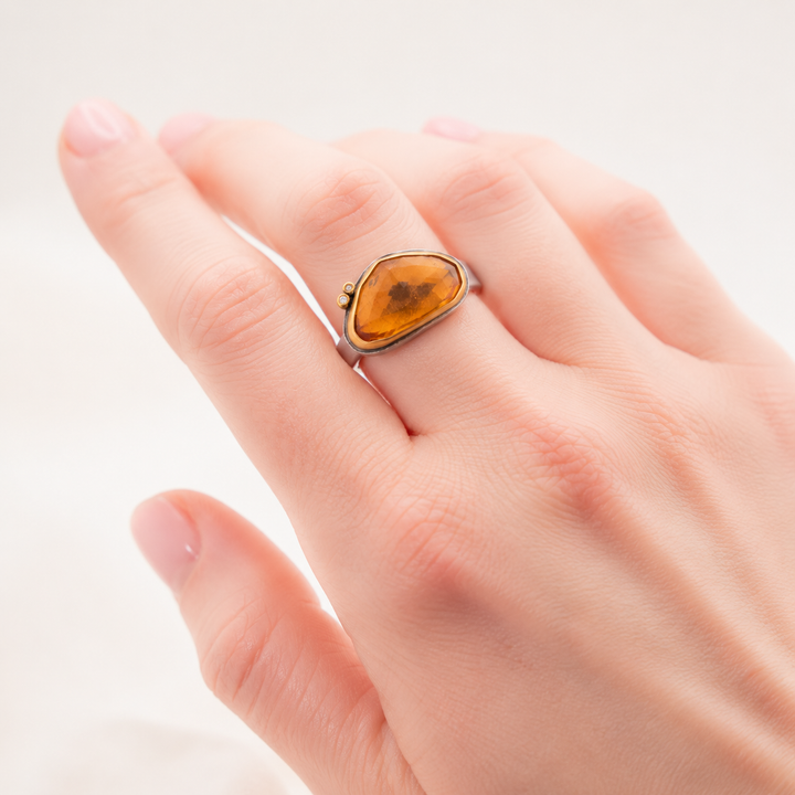 Citrine and Diamond Ring