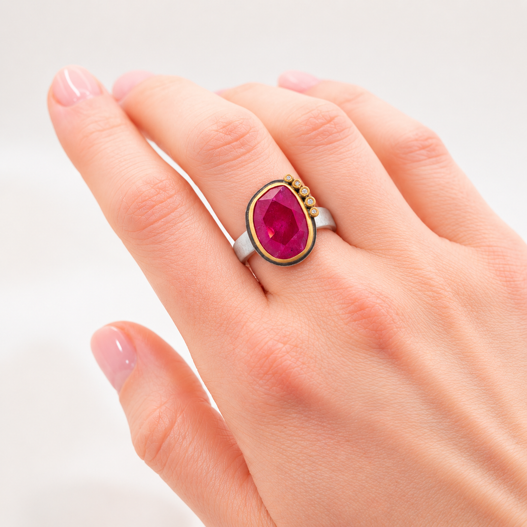 Ruby Five Diamond Ring