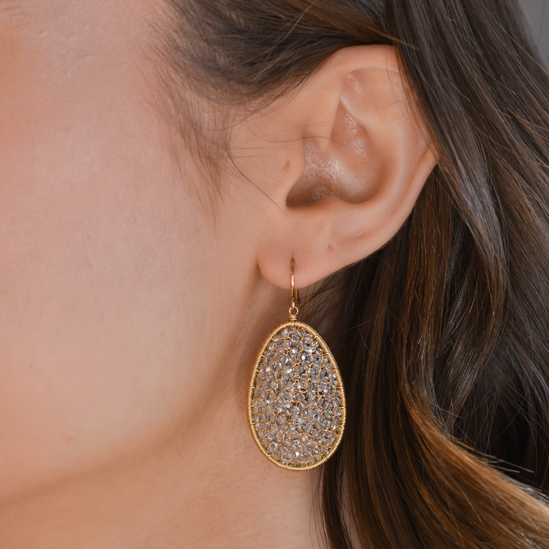 Large Oval Crystal Drop Earrings