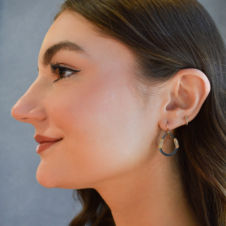 Two Toned Teardrop Crystal Earrings
