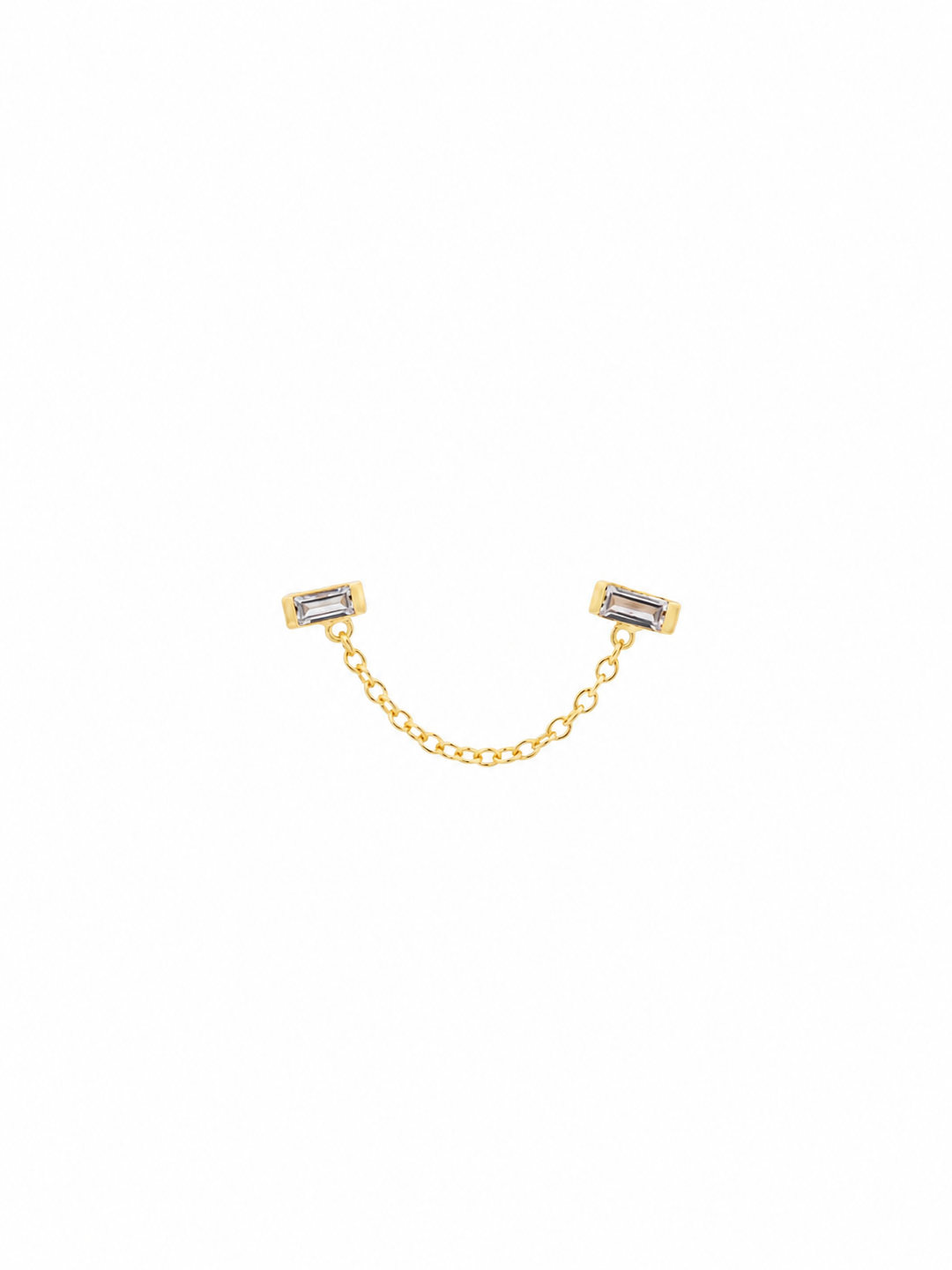 Double Baguette Cubic Zirconia Chain Post Earring