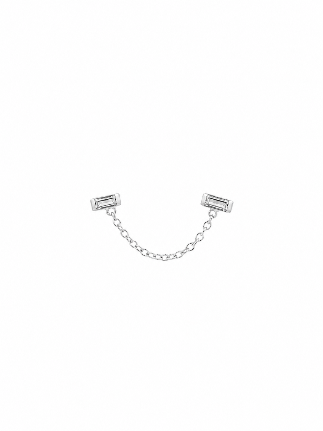 Double Baguette Cubic Zirconia Chain Post Earring