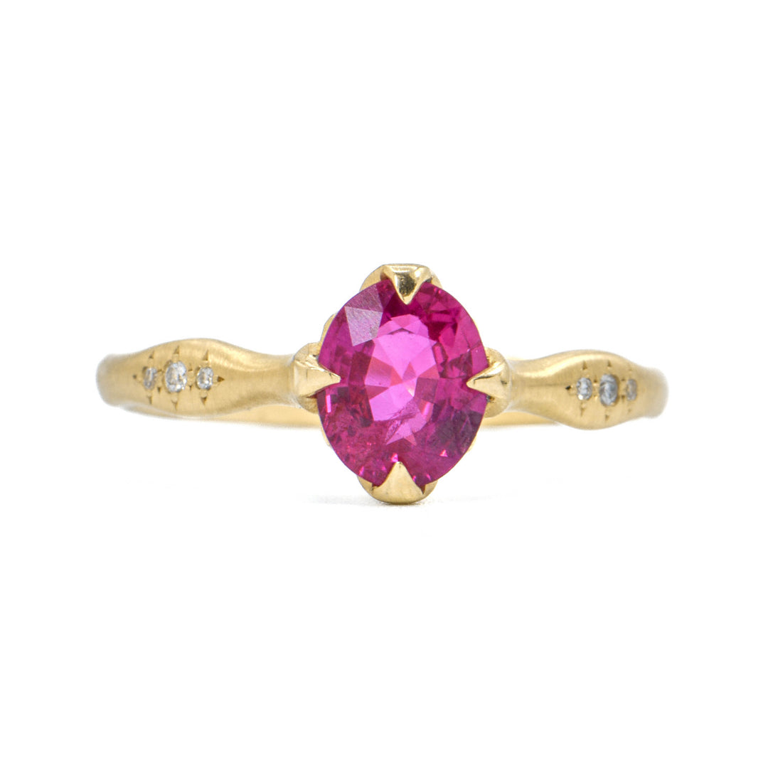 Oval Mozambique Ruby Rosebud Ring