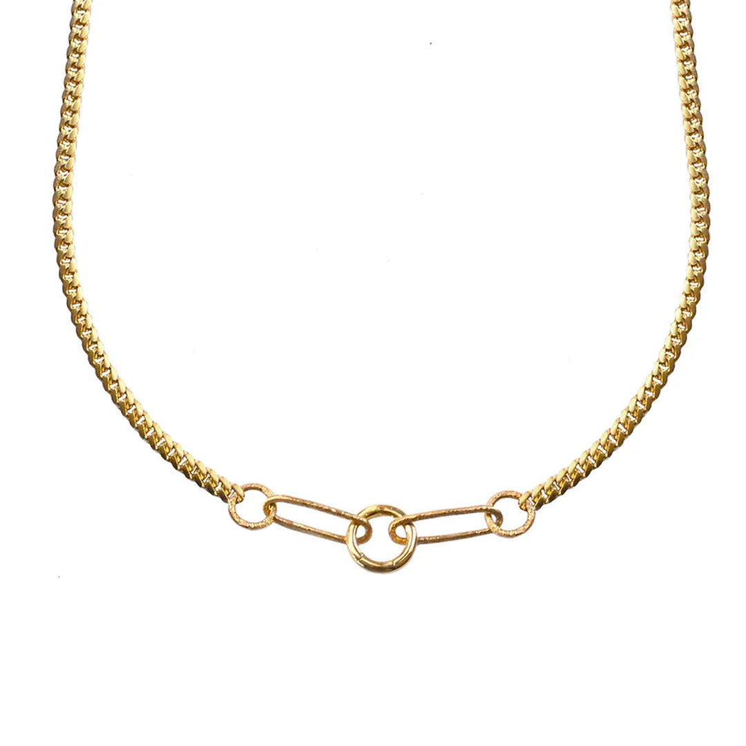 Acanthus 14K Yellow Gold Five Link Charm Holder Chain Necklace