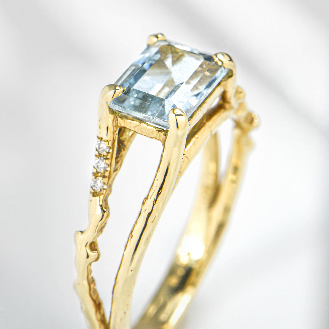 Floating Rings Silver Aquamarine Floating Ring – Silverado Gallery