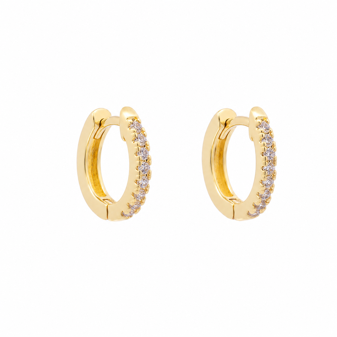 Single Row Cubic Zirconia Huggie Hoop Earrings