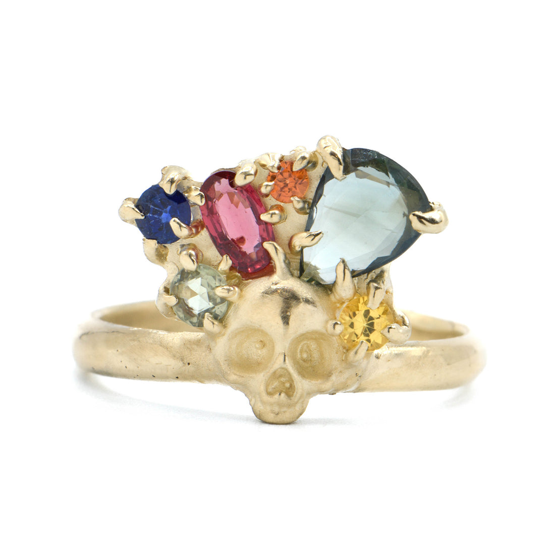 Multi Color Sapphire Skull Ring