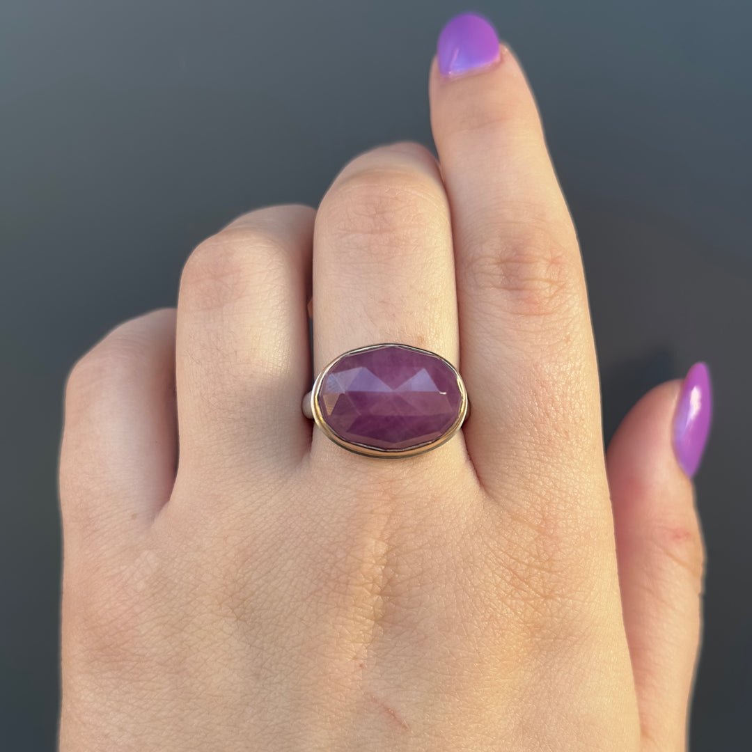 Oval Rose Cut Indian Ruby Ring