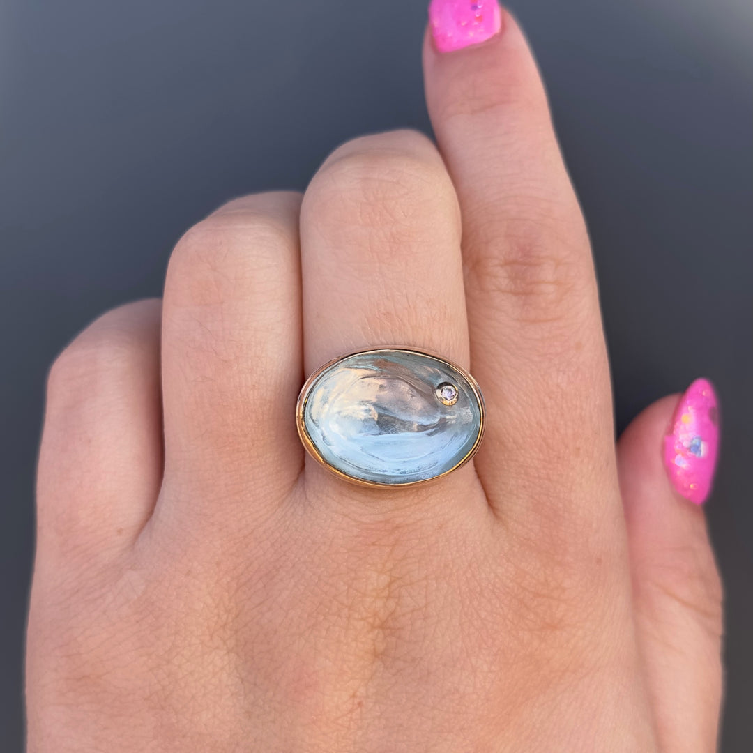 Glacier Cut Sky Blue Topaz + Diamond Ring