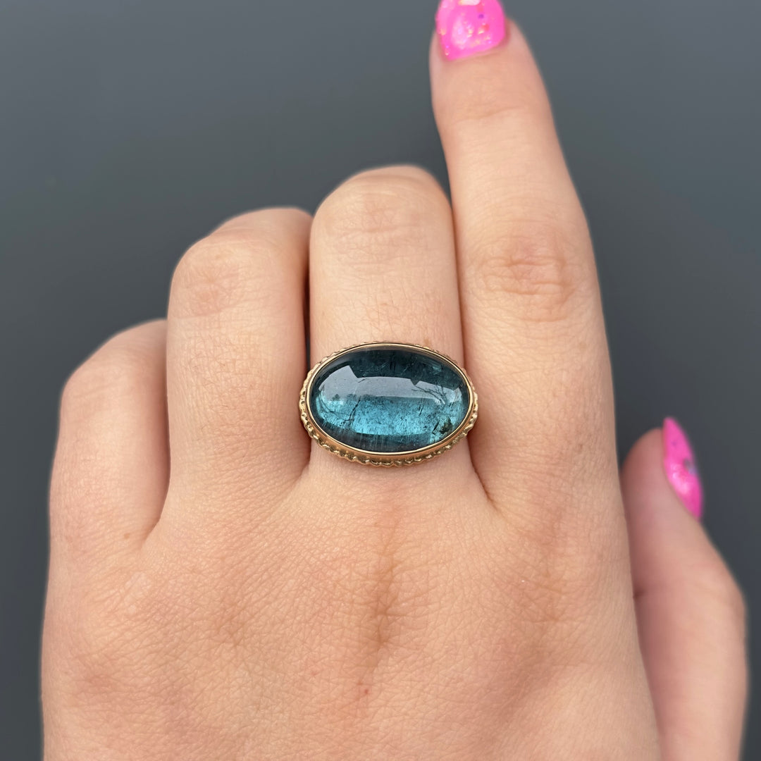 Cabochon Blue Tourmaline Ring