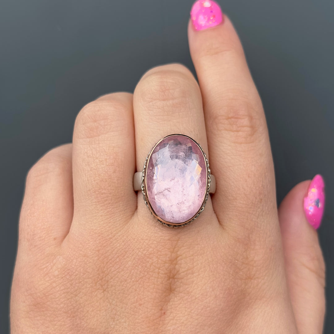 Oval Faceted Morganite Ring