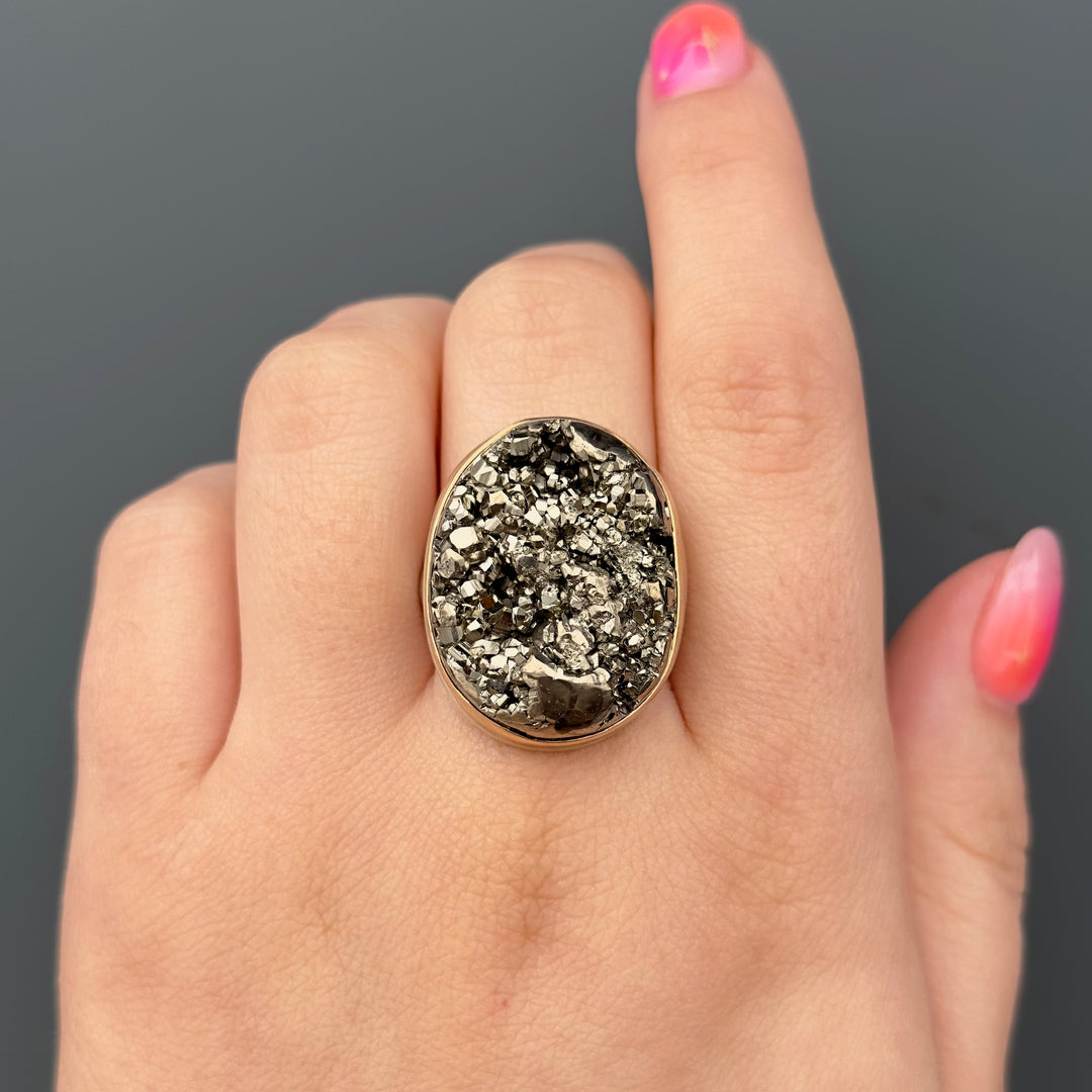 Surface Cut Pyrite Ring