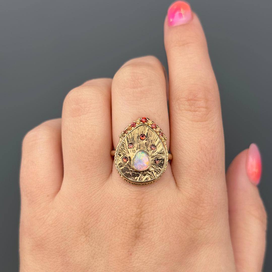 "Phoenix Rising" Opal Ring With Sapphires