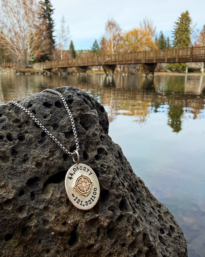 Compass Diamond Charm with Drake Park Bridge Coordinates