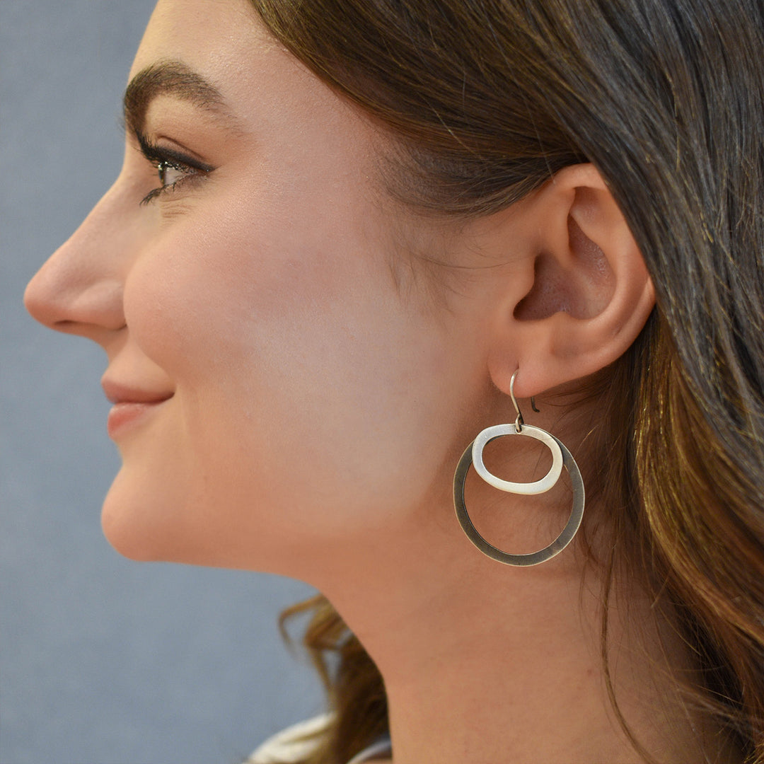 Double Organic Circle Earrings