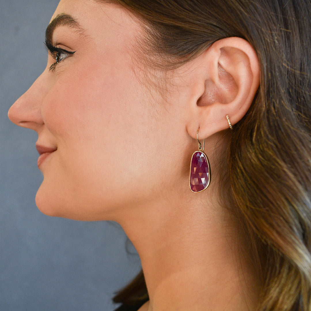 Rose Cut Indian Ruby Drop Earrings