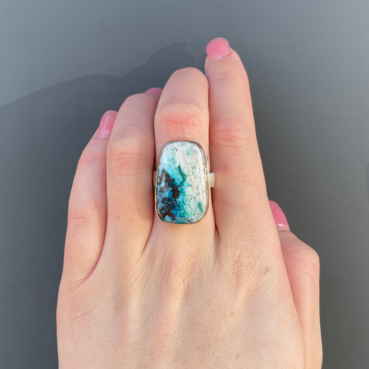 Indonesian Blue Fossilized Opalized Wood Ring