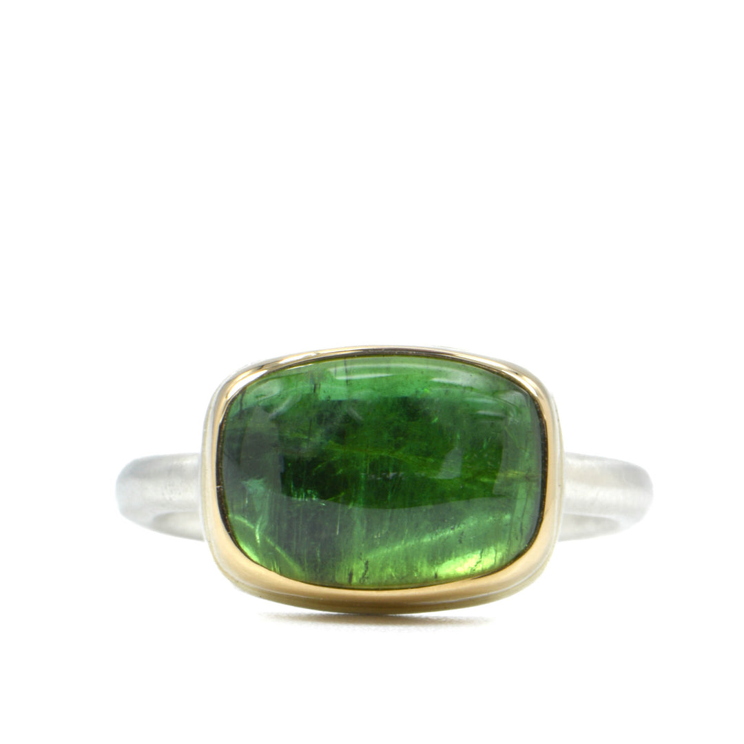 Rectangular Green Tourmaline Ring
