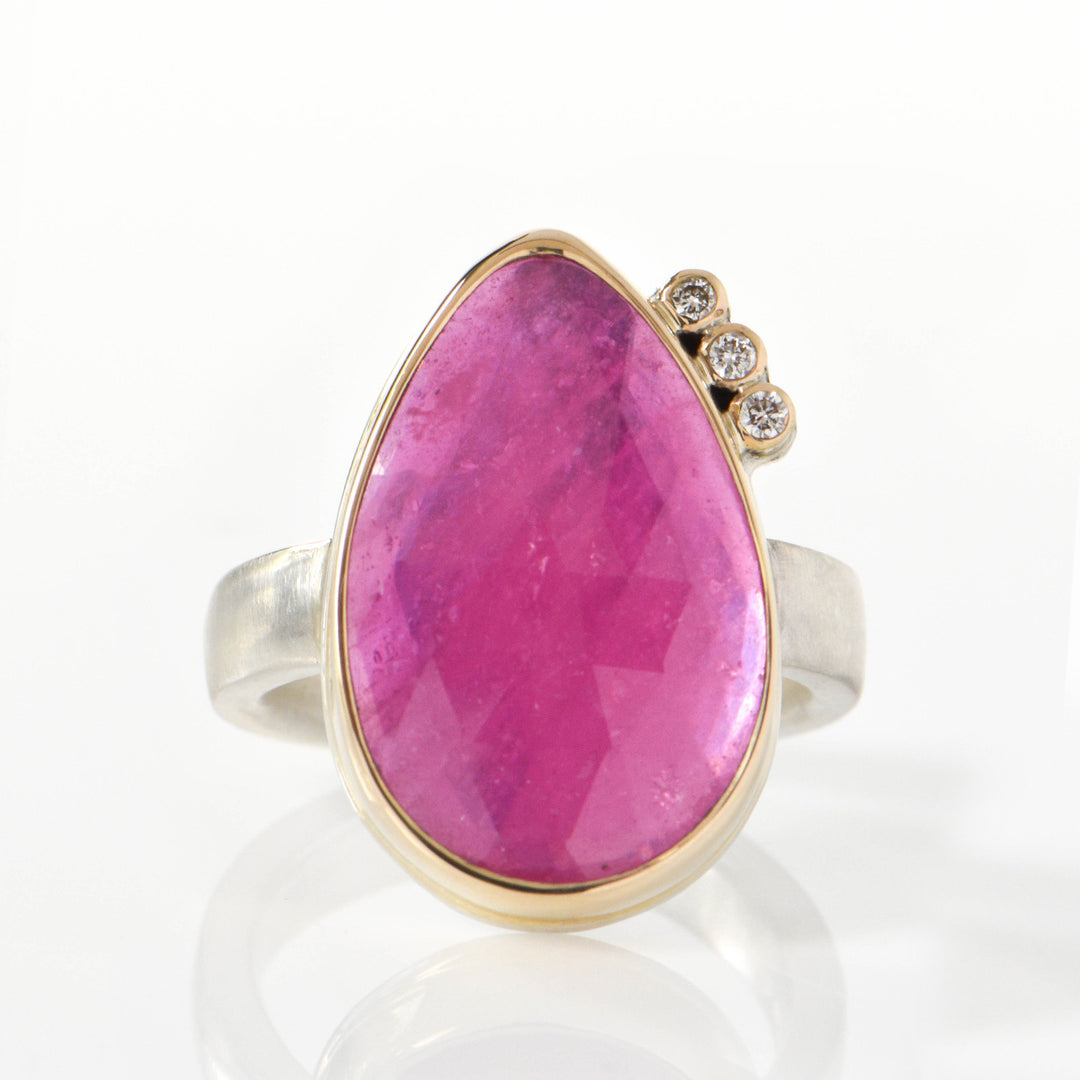 Jamie Joseph African Ruby Triple Diamond Ring