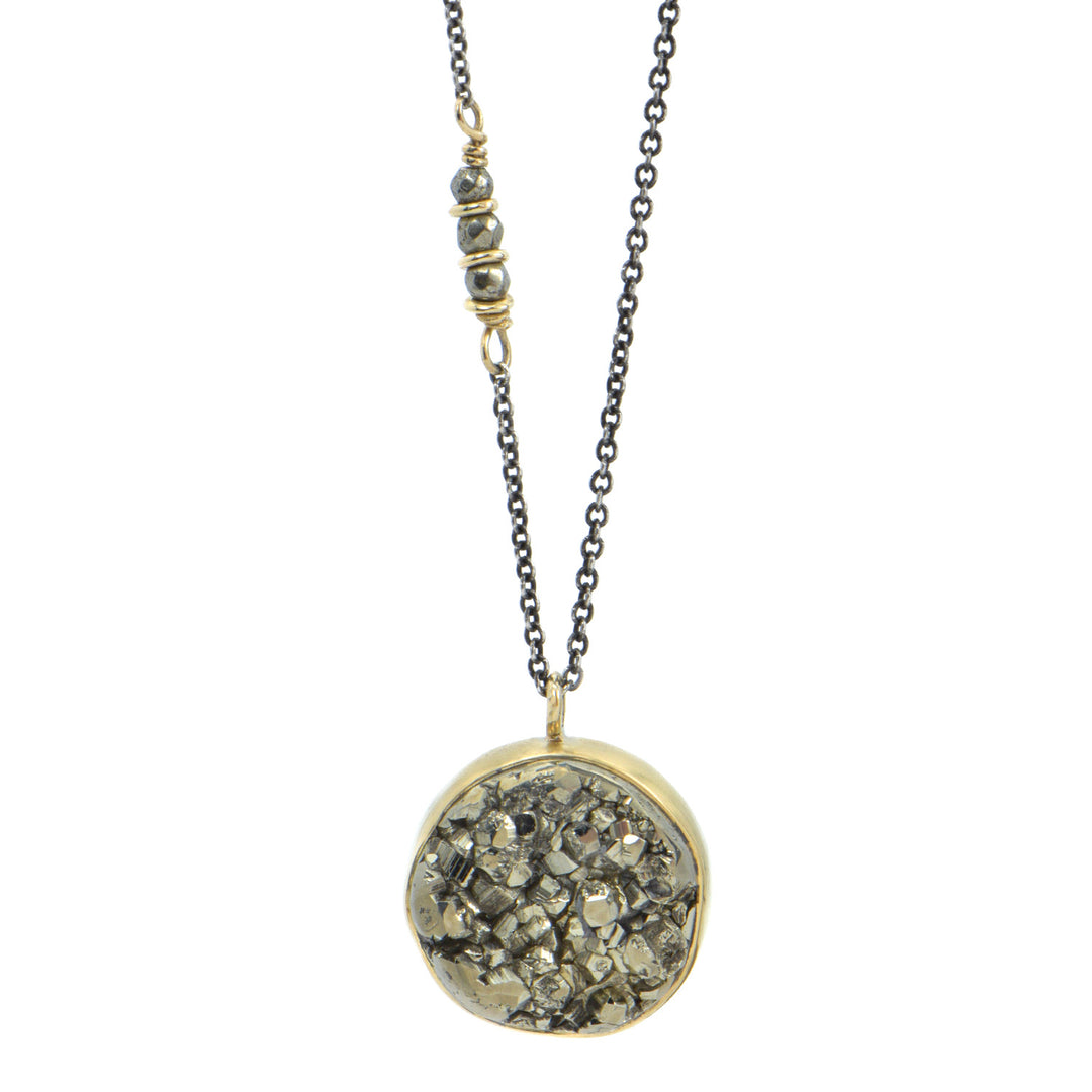 Jamie Joseph Round Pyrite Pendant Necklace