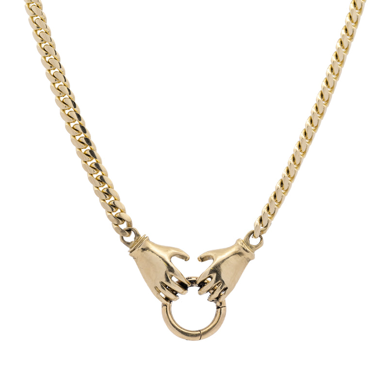 14K Gold Double Hand Charm Holder Necklace