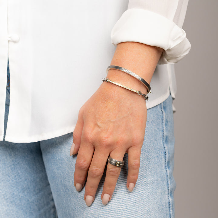 4mm Laura Diamond Silver Bangle Bracelet